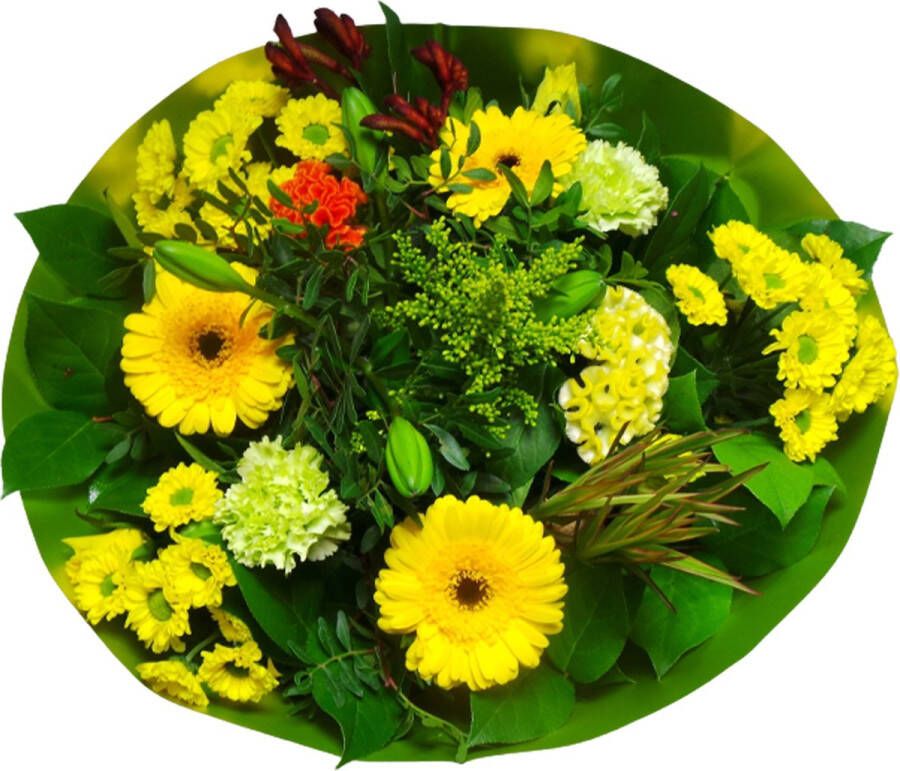 Improv Boeket Biedermeier Large Geel ↨ 45cm bloemen boeket boeketje bloem droogbloemen bloempot cadeautje
