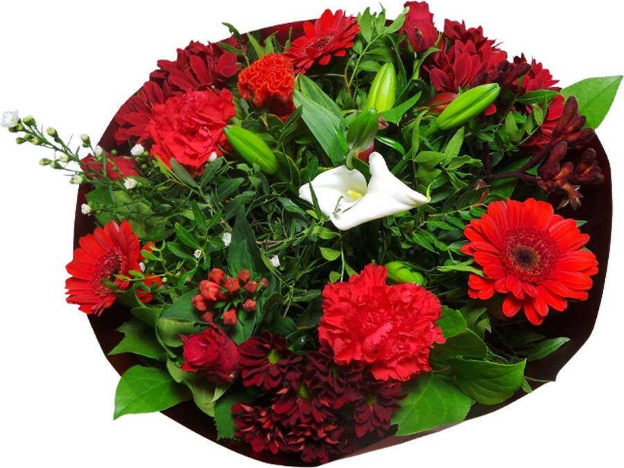 Improv Boeket Biedermeier Large Rood ↨ 45cm bloemen boeket boeketje bloem droogbloemen bloempot cadeautje