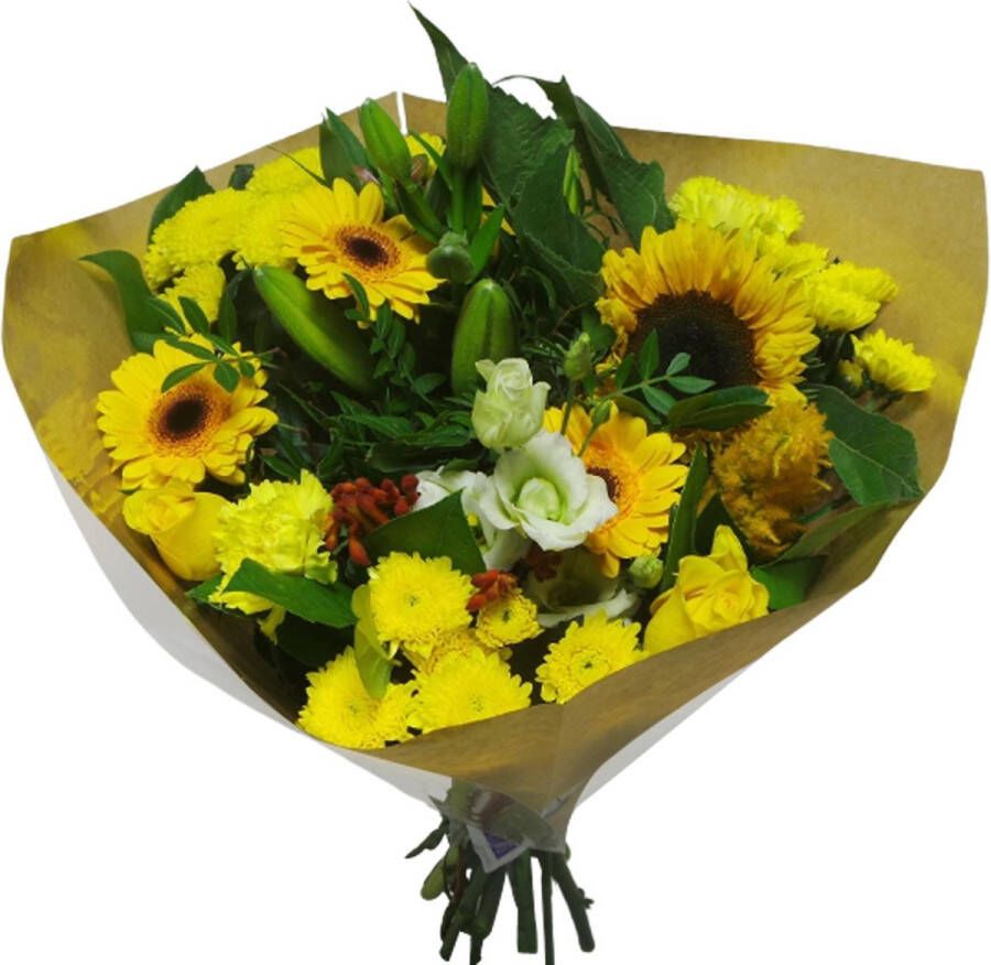 Improv Boeket Kim Large Geel ↨ 45cm bloemen boeket boeketje bloem droogbloemen bloempot cadeautje