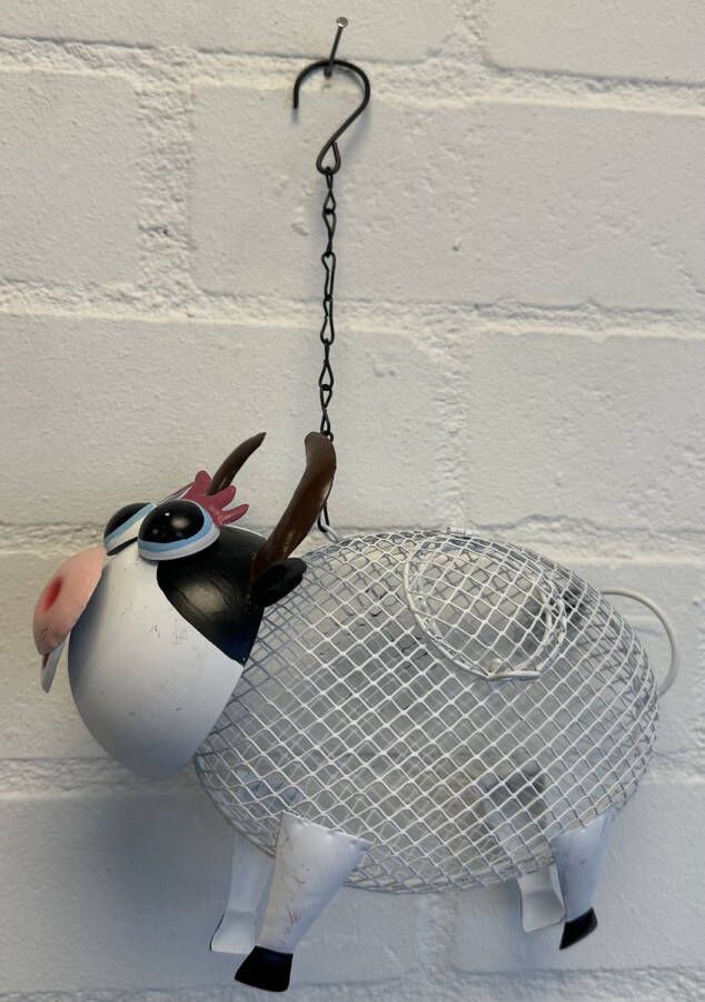 Impuls Decoratief metalen voederhuisje koe metaal meerkleurig hoogte 32 cm x 27 x 1 cm met metalen ophanghaak Voor binnen of buiten Woonaccessoires Tuinaccessoires