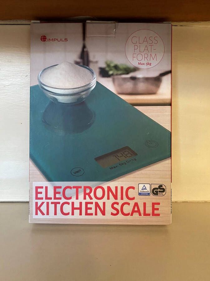 Impuls Digitale Precisie Keukenweegschaal Glazen weegplatform Tot 5kg Blauw