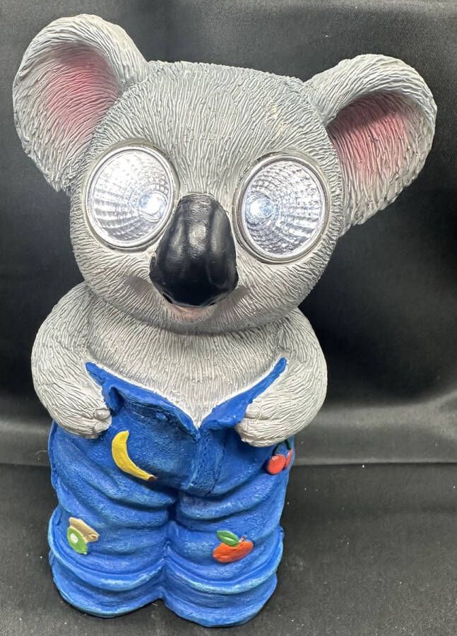 Impuls Polyresin solarlamp koala in jeans meerkleurig met 2 LEDs Staand model hoogte 19 x 9 x 9 cm Tuindecoratie Tuinverlichting