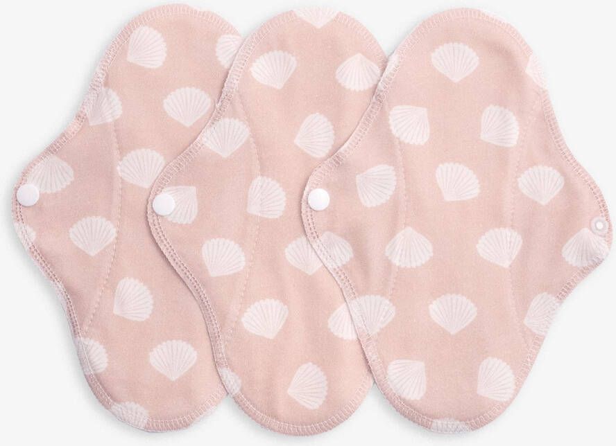 ImseVimse inlegkruisjes van biologisch jersey katoen dun en soepel wasbare inlegkruisjes Shell Roze met witte schelpen roze wit