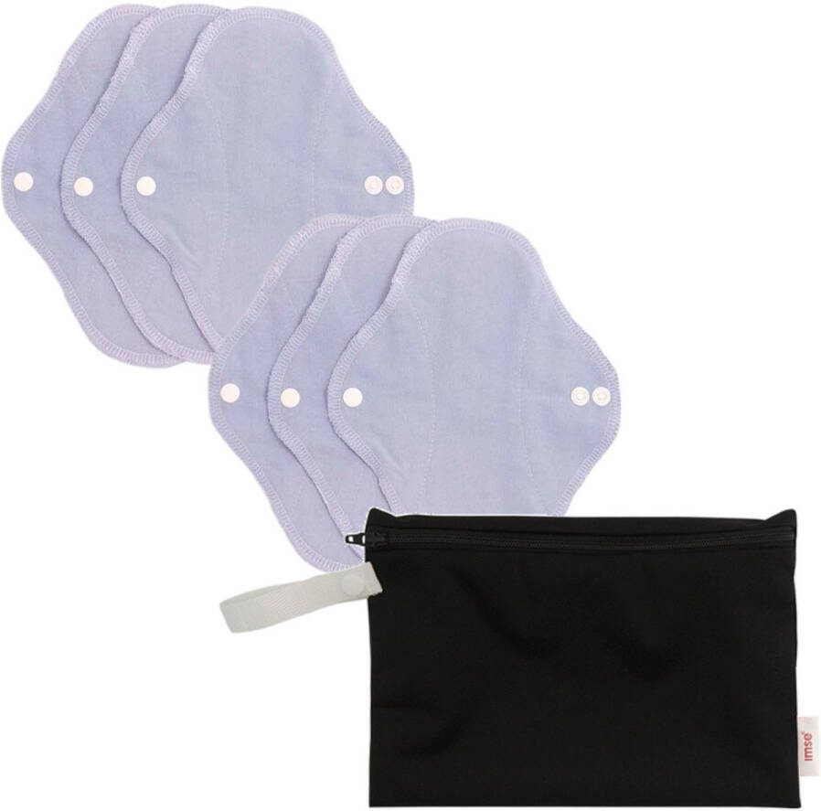 ImseVimse Wasbaar bio inlegkruisjes met wasbaar tasje zero waste kleur Denim 6 stuks Inlegkruisjes