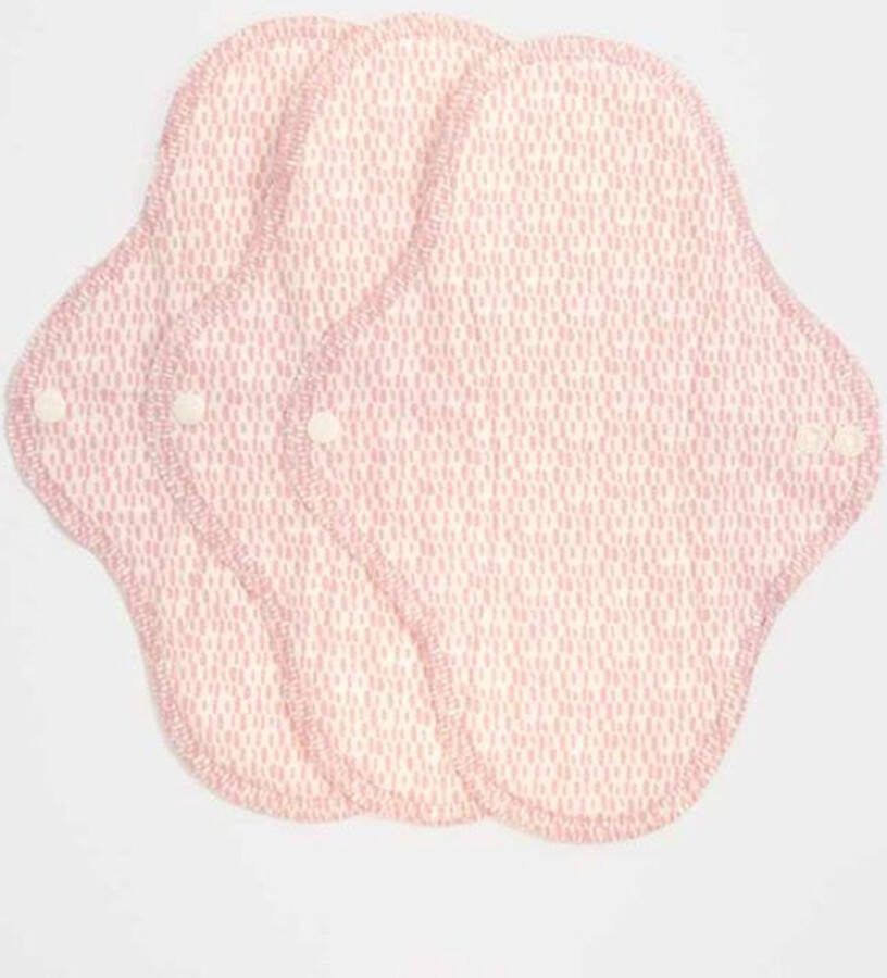 ImseVimse wasbaar maandverband 3 stuks Normaal dagverband Blossom stippen wit bloesem roze