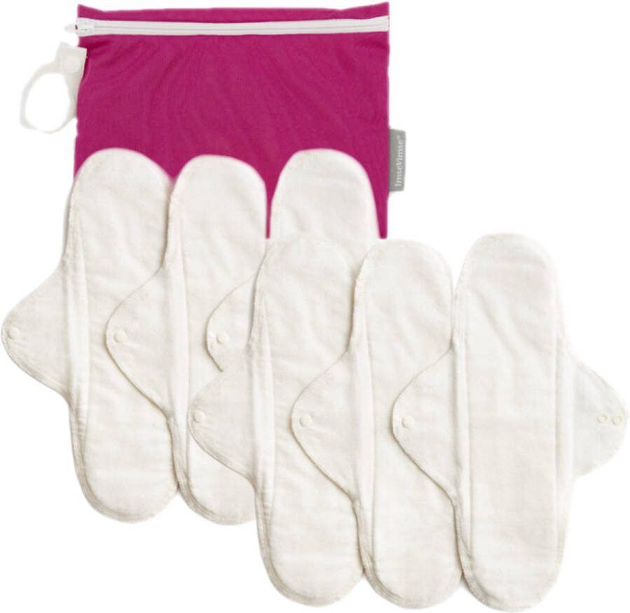 ImseVimse wasbaar maandverband Nacht- kraamverband met Wetbag wit 6 stuks