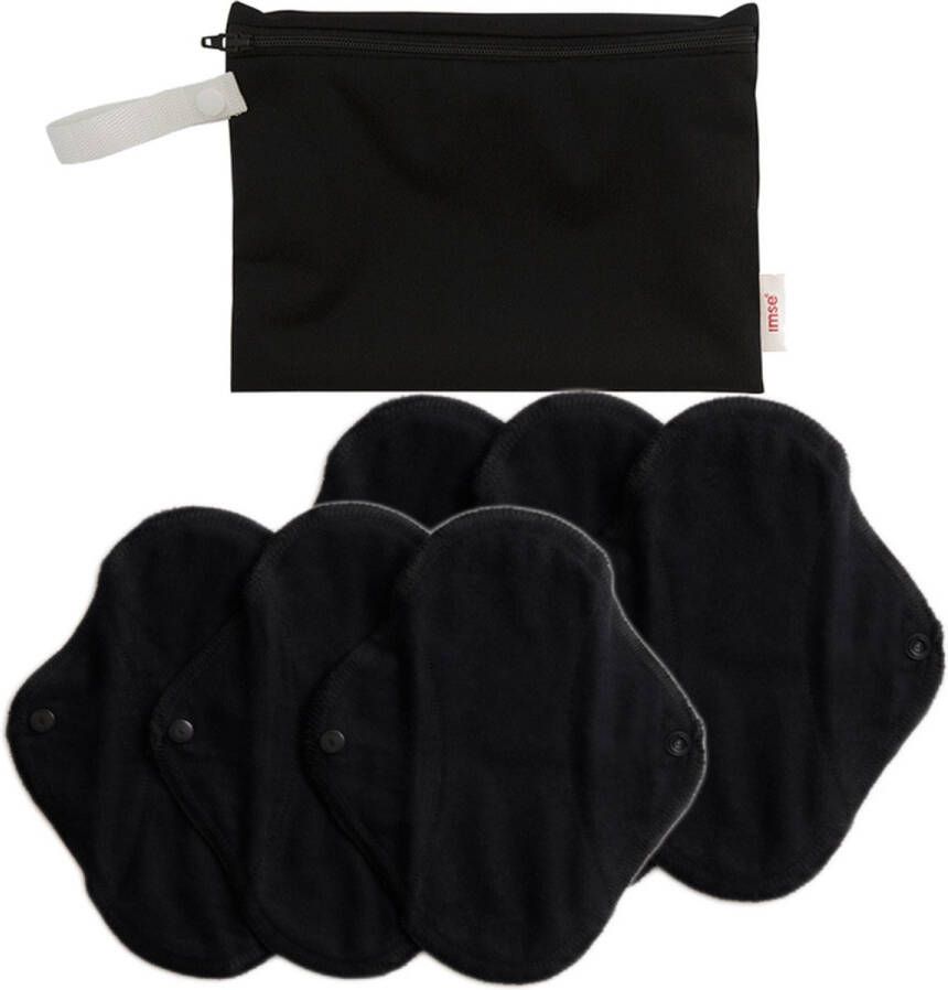 ImseVimse Wasbare Inlegkruisjes met Wetbag zwart 6 stuks