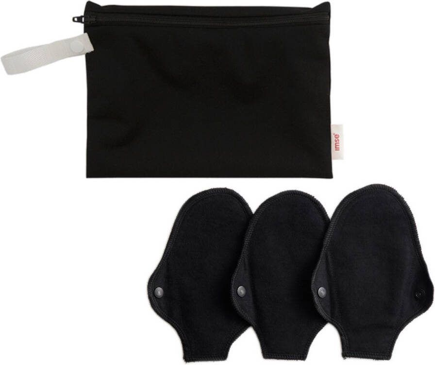 ImseVimse wasbare inlegkruisjes voor strings met wetbag zwart 3 stuks