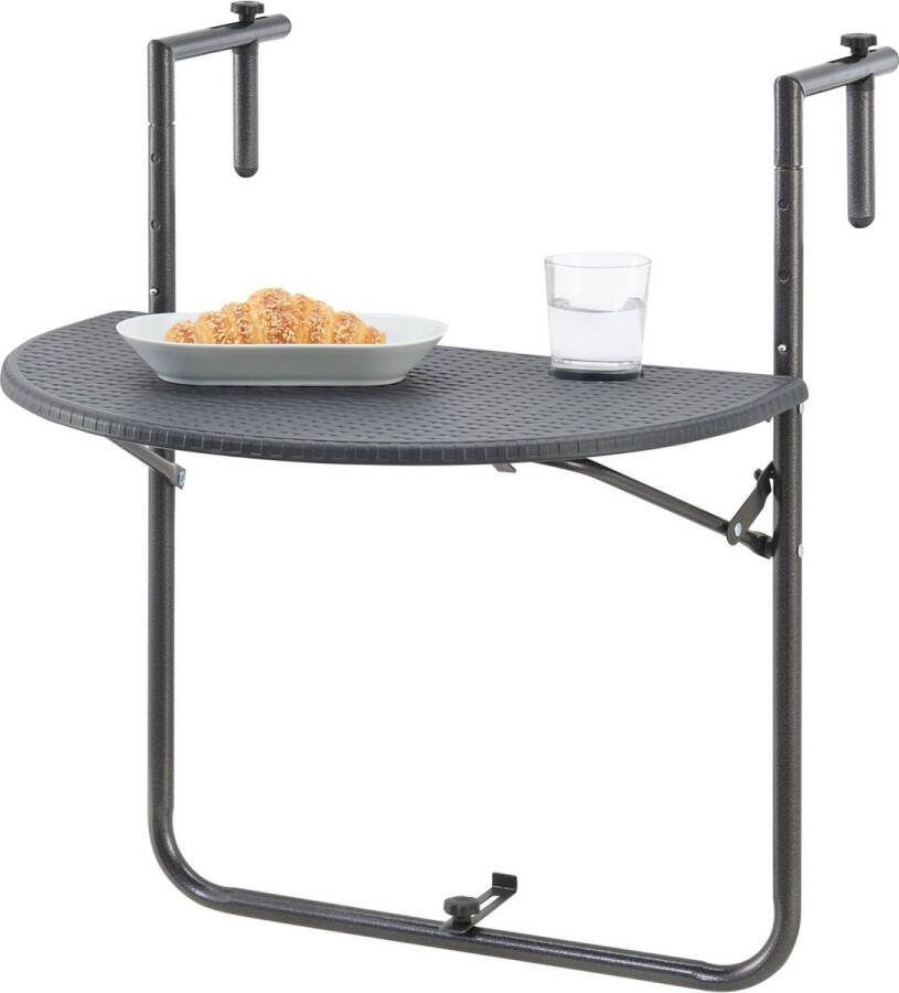 In And Outdoormatch Balkontafel Marguerite Opvouwbaar 83 5x60x64 cm Donkergrijs Staal Stijlvolle uitstraling