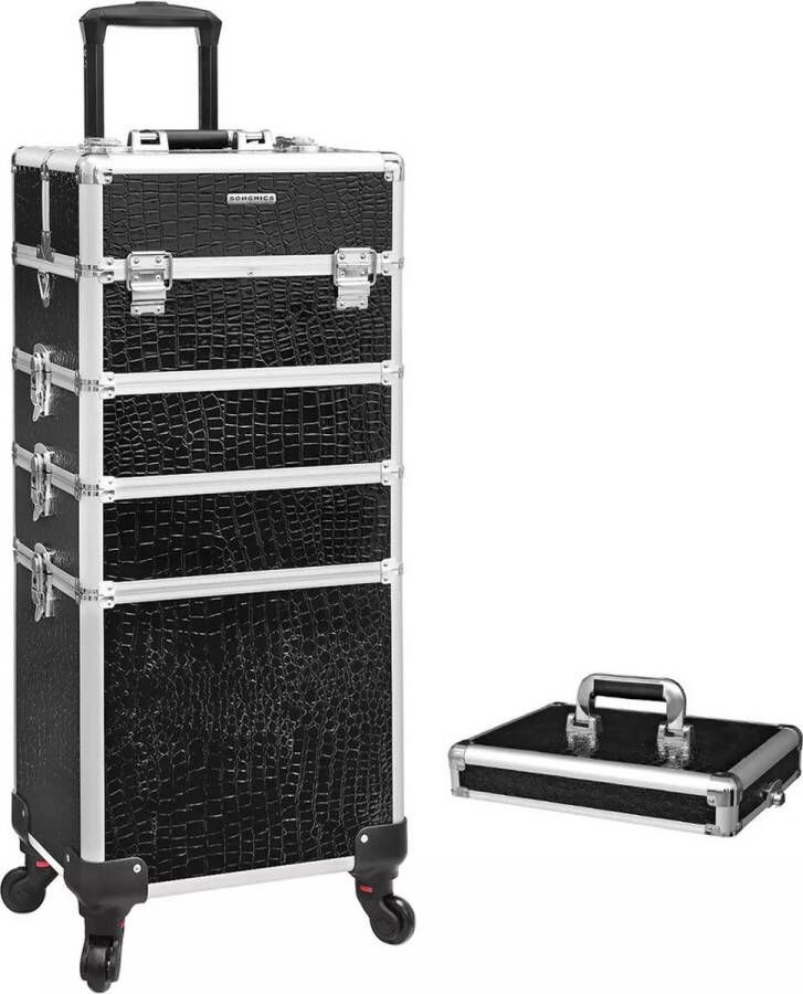 In And Outdoormatch Beauty Case Monique Trolley Cosmetic Case Aluminium Make-up Case Beauty Case Zwart