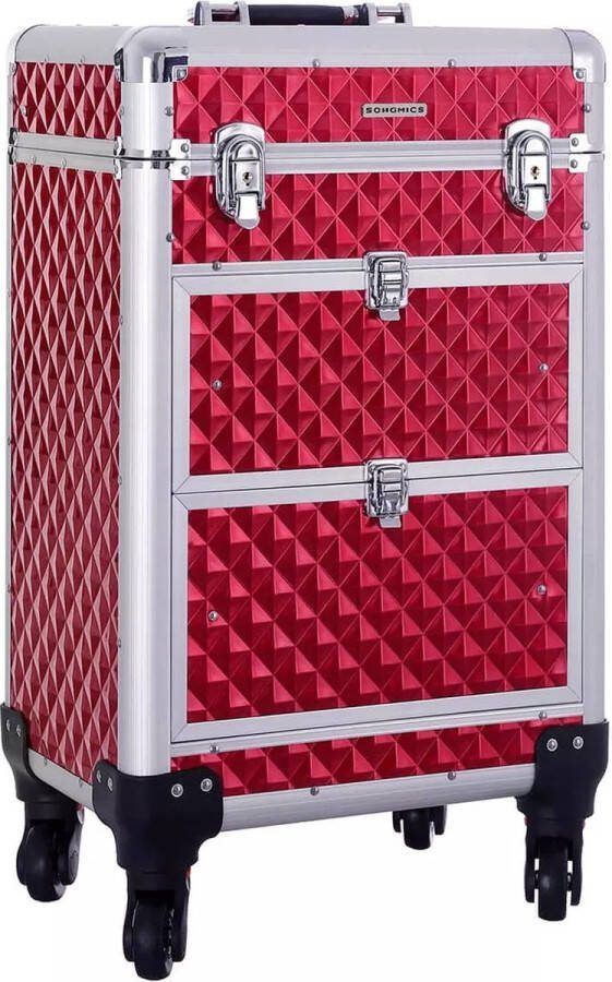 In And Outdoormatch Beautycase Sabryna Professionele make-up koffer- Reis bagage afmeting 3 in 1 Trolley voor kappers Roterende wielen