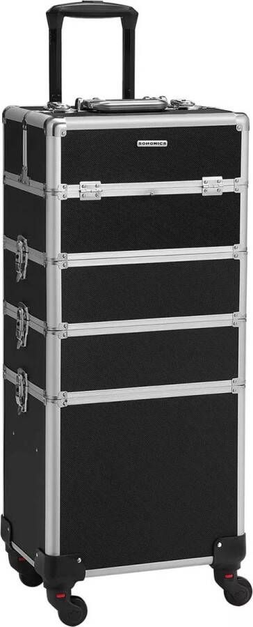 In And Outdoormatch Beautykoffer Roman Trolley Cosmetic Case Aluminium Make-up Beauty Case Zwart