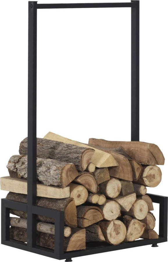In And Outdoormatch Brandhout Rek Wissie Rek Houtopslag 50x35x95 cm Metaal Zwart