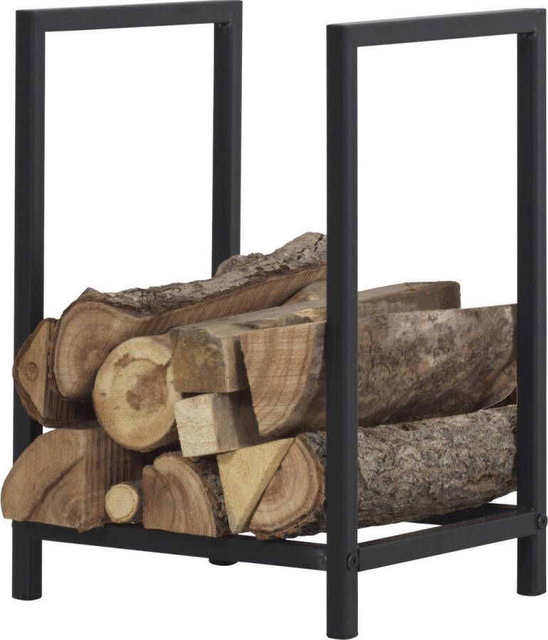 In And Outdoormatch Brandhoutrek Gregor Houtopslag 40x30x50 cm Zwart Staal