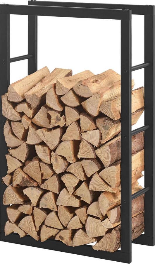 In And Outdoormatch Brandhoutrek Jovico Houtopslag 80x25x100 cm Zwart Staal Gepoedercoat