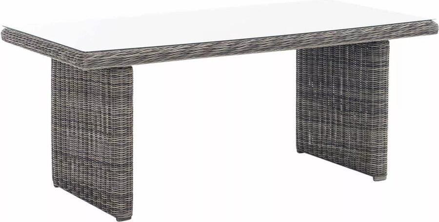 In And Outdoormatch Glastafel Bell Tuintafel rotan wicker Eettafel Buitentafel Salontafel Grijs 180cm