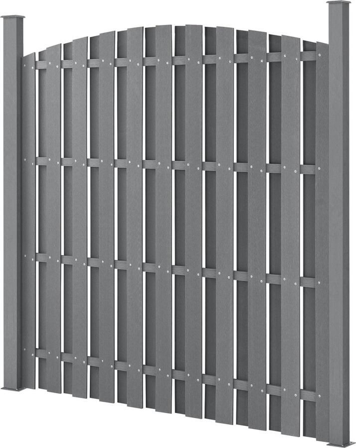 In And Outdoormatch HKC Hekwerk Sierra Met palen Gebogen Design Grijs 185x193 cm Waterdicht Houtvezel en Kunststof