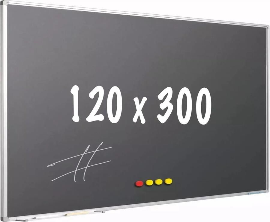 In And Outdoormatch Krijtbord PRO Courtney Magnetisch Schoolbord Eenvoudige montage Emaille staal Grijs 120x300cm