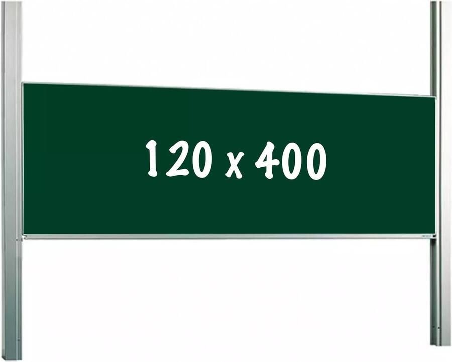 In And Outdoormatch Krijtbord PRO Garland In hoogte verstelbaar Enkelzijdig bord Schoolbord Eenvoudige montage Emaille staal Groen 120x400cm