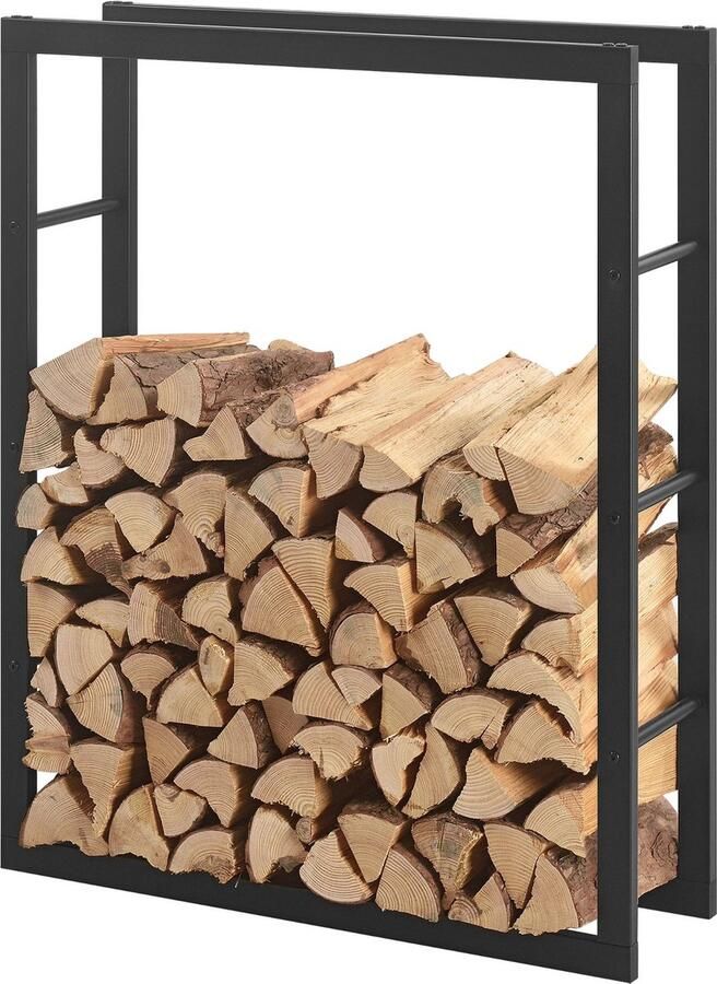 In And Outdoormatch Stalen Brandhout Rek Carmine Houtopslag Zwart Voor Ca. 0 2 m³ Hout