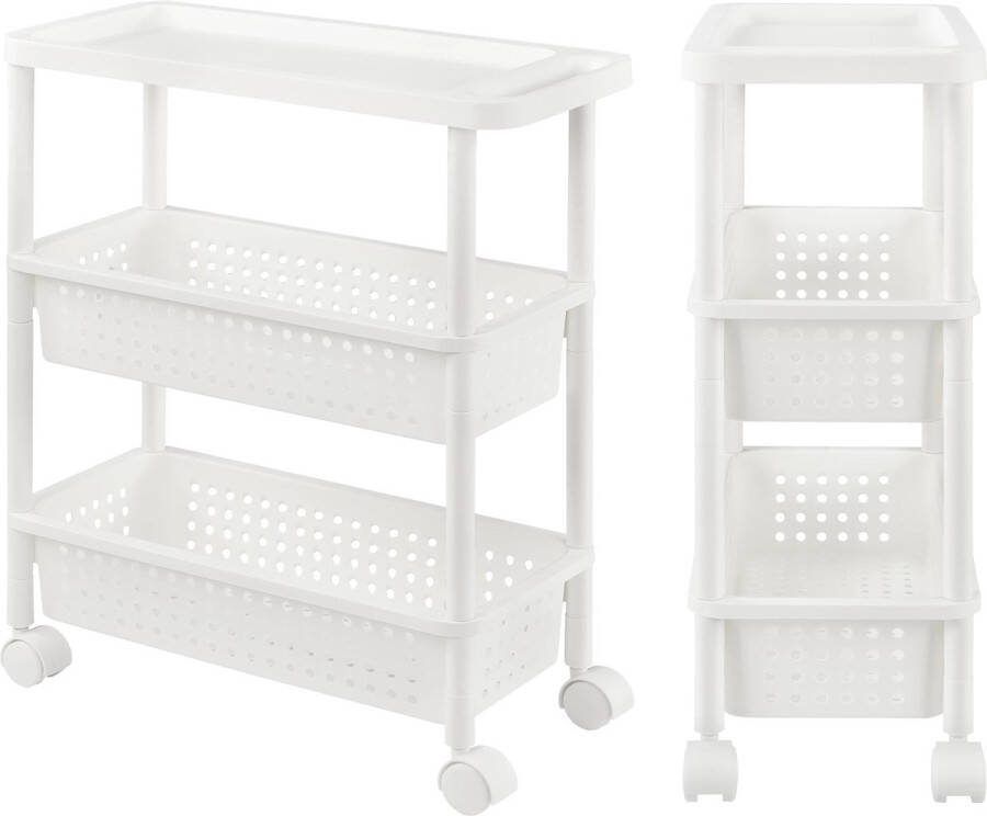 In And Outdoormatch Keukentrolley Alexie Polypropyleen Met 2 manden 72x22x48 cm Wit