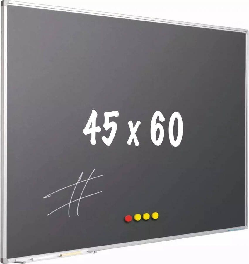 In And Outdoormatch Krijtbord PRO Dean Magnetisch Schoolbord Eenvoudige montage Emaille staal Grijs 45x60cm