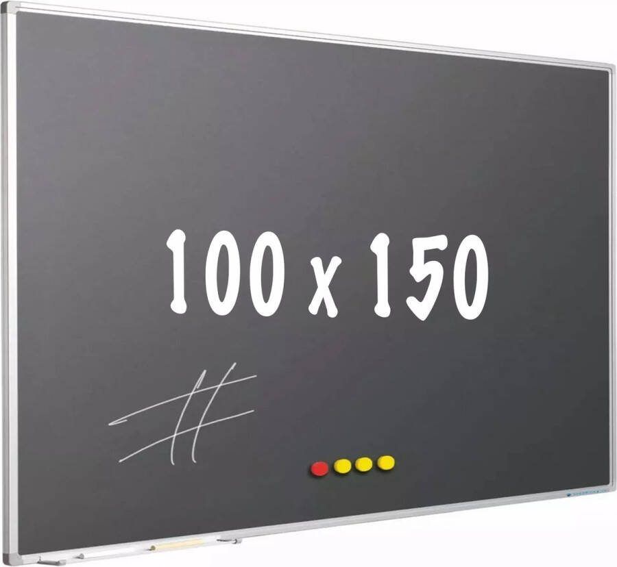 In And Outdoormatch Krijtbord PRO George Magnetisch Schoolbord Eenvoudige montage Emaille staal Grijs 100x150cm