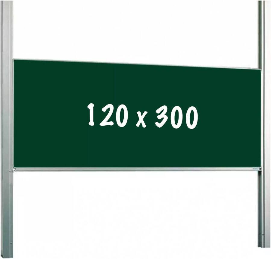In And Outdoormatch Krijtbord PRO Isaias In hoogte verstelbaar Enkelzijdig bord Schoolbord Eenvoudige montage Emaille staal Groen 120x300cm