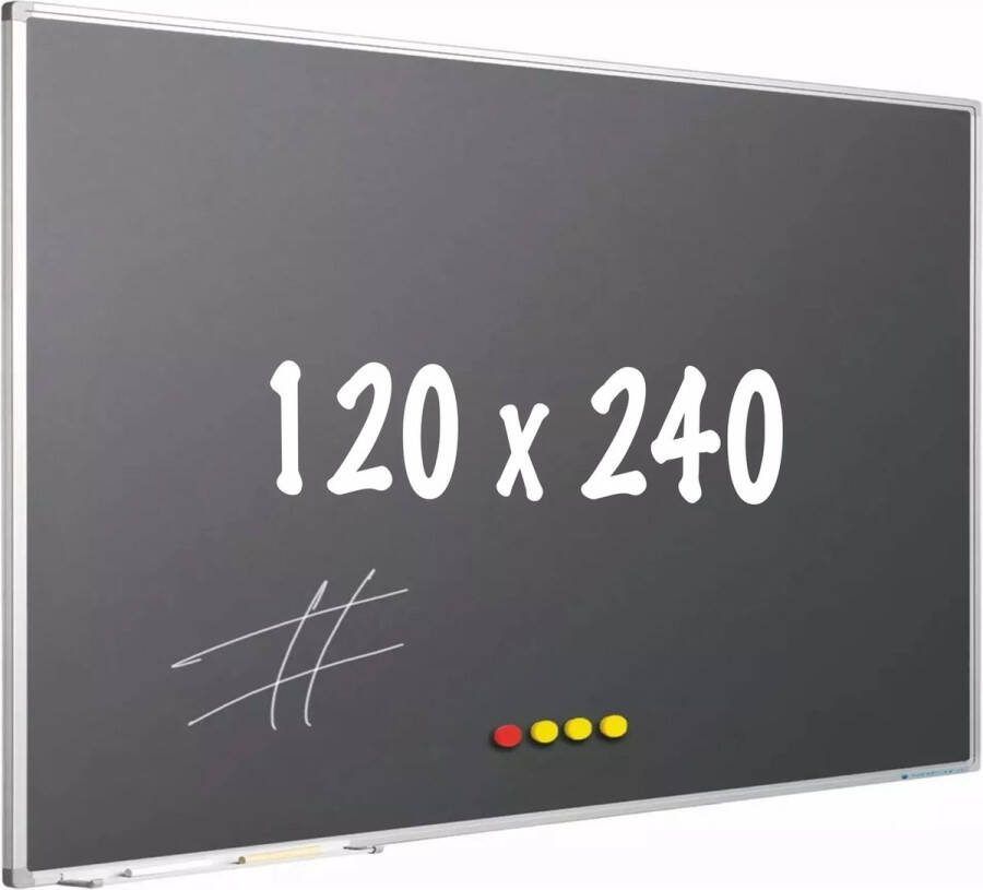 In And Outdoormatch Krijtbord PRO Lee Magnetisch Schoolbord Eenvoudige montage Emaille staal Grijs 120x240cm