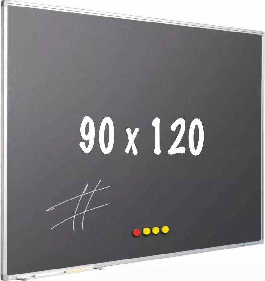 In And Outdoormatch Krijtbord PRO Mata Magnetisch Schoolbord Eenvoudige montage Emaille staal Grijs 90x120cm