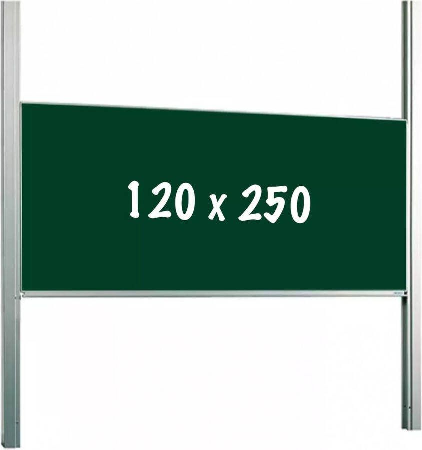 In And Outdoormatch Krijtbord PRO Rashad In hoogte verstelbaar Enkelzijdig bord Schoolbord Eenvoudige montage Emaille staal Groen 120x250cm
