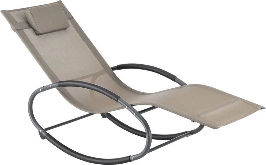In And Outdoormatch Ligstoel Isaya Schommelstoel 153x63x80 5 cm Beige Staal en stof Antislipcoating