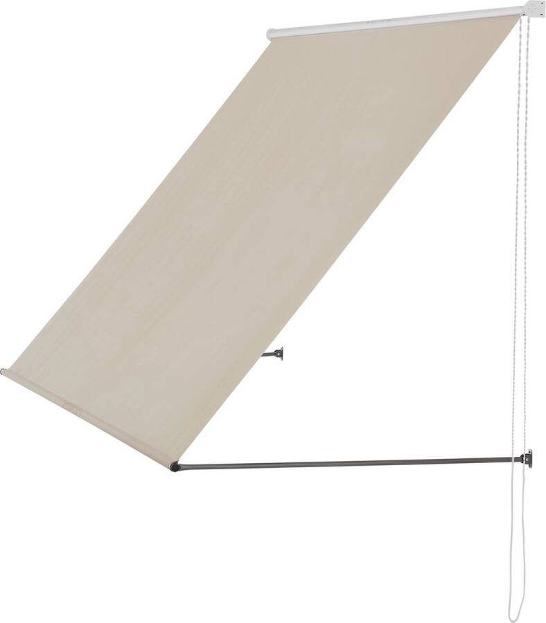 In And Outdoormatch Luifel Bernice Zandkleur 300x120 cm Uitvalarmluifel Staal en Stof UV Bescherming Waterafstotend