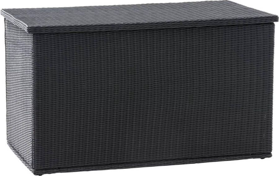 In And Outdoormatch Rotan Opbergbox Raymundo 129 x 57 x 59 cm Zwart- Tuinkussenbox Waterdicht Met deksel Voor binnen & buiten Tuinbox