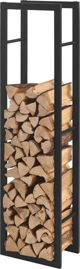 In And Outdoormatch Stalen Brandhout Rek Adaline Houtopslag Zwart 40x150x25cm