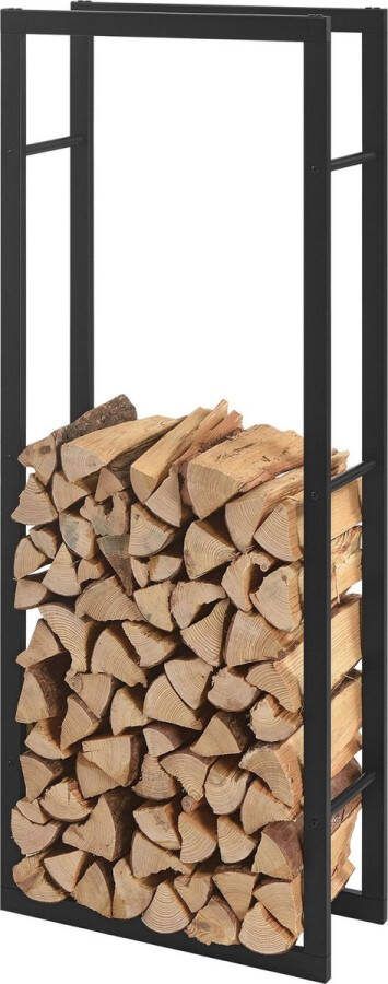 In And Outdoormatch Stalen Brandhoutrek Cameron Houtopslag Zwart 60x150x25cm