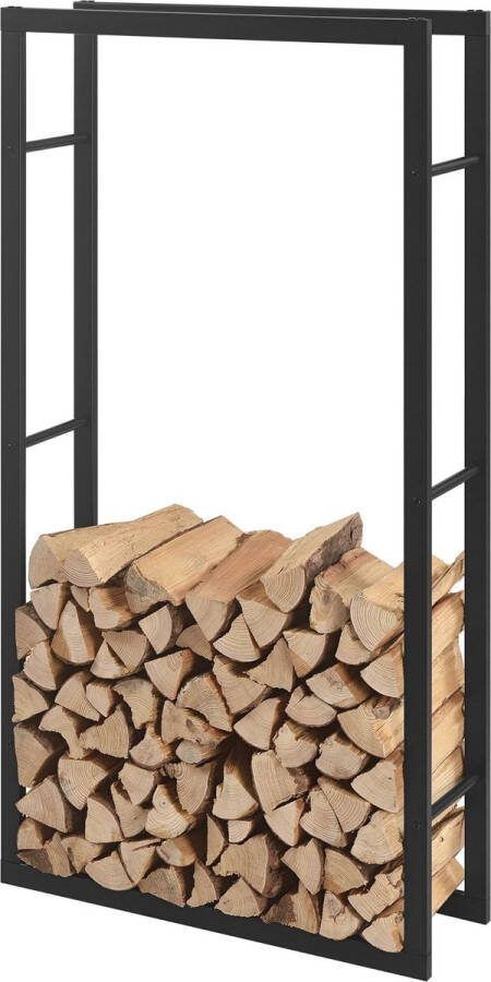 In And Outdoormatch Stalen Brandhoutrek Emory Houtopslag Zwart 80x150x25cm
