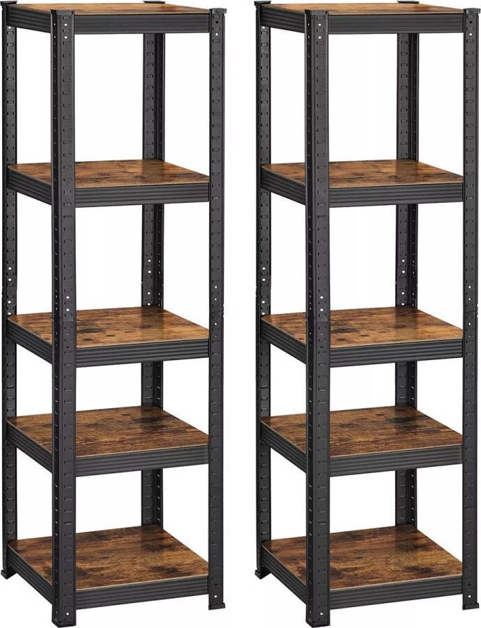 In And Outdoormatch stellingkast industrieel Holda 150 x 37 x 37 cm Set van 2 Opbergrek Metaal 80 kg draagvermogen Verstelbaar