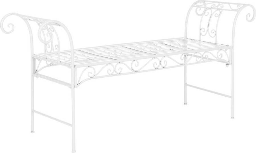 In And Outdoormatch Tuinbank Jamal Vintage Metaal 147x46x70 cm Wit Stabiel Metaal Metalen Bank 45cm