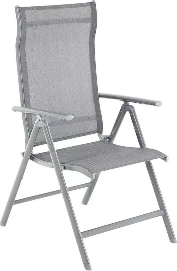 In And Outdoormatch Tuinstoelen Yoni Set van 4 Klapstoelen Buitenstoelen Met Robuuste Aluminium Rrame Rugleuning Verstelbaar in 8 standen Belastbaar tot 150 kg Grijs