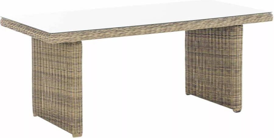 In And Outdoormatch Tuintafel Presley Glastafel rotan wicker Tuinmeubelen Eettafel Buitentafel Salontafel 180cm
