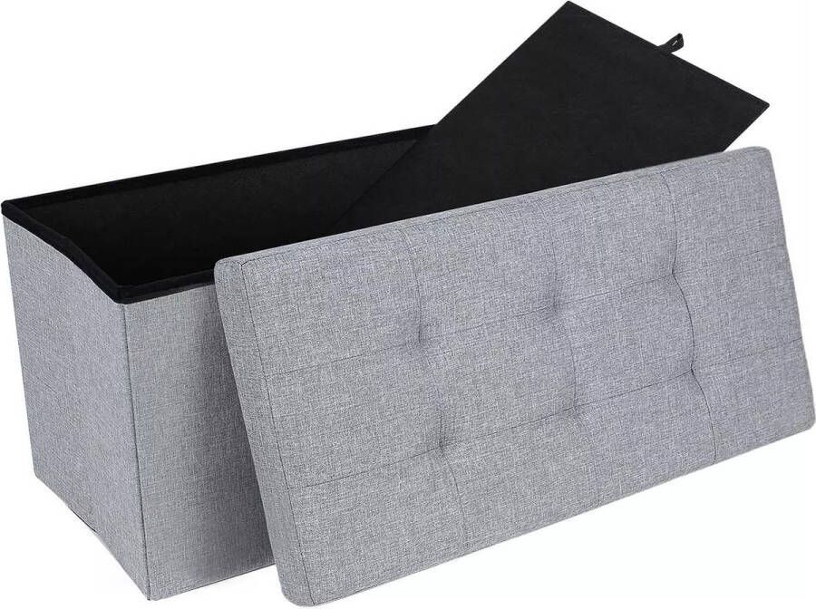 In And Outdoormatch Voetenbank met opbergruimte Angel Poef met opberger Opbergdoos hocker Zitkist met deksel 76x38x38cm