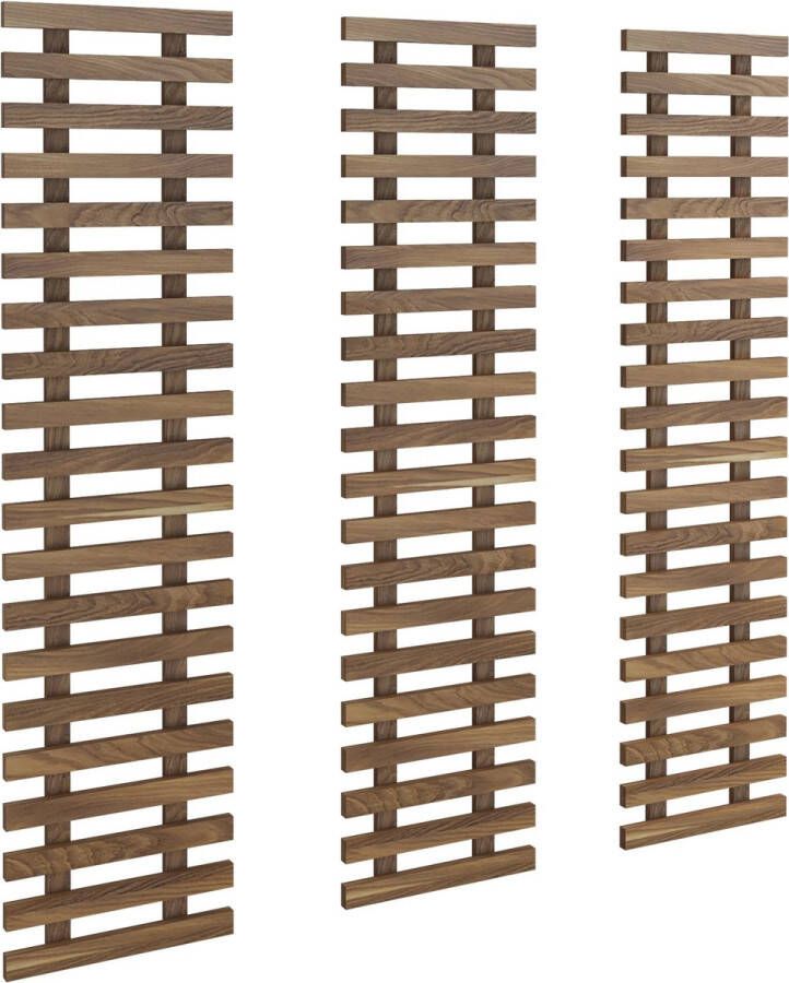 In And Outdoormatch Wandrek Sara Set van 3 Voor Bloem & Potten Minimalistisch Design Hangplanten Plantenhouder Houtkleurig