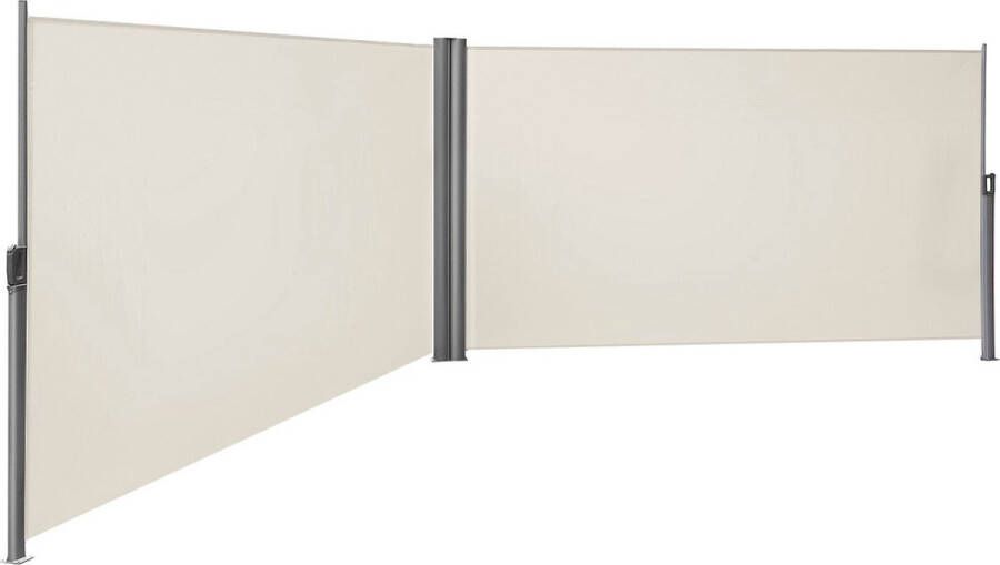 IN-HOMEXL IN.HOMEXL Lorenza Windschermen Zijluifel Tuinscherm uittrekbaar dubbel 600 x 160cm Beige