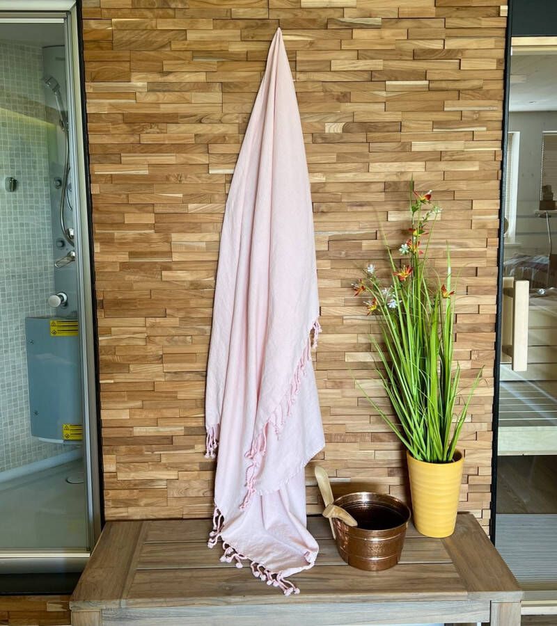 In The Mood Collection XL Hamamdoek Pestemal Fouta 130 x 180 cm 100% Katoen Uni Soft Pink