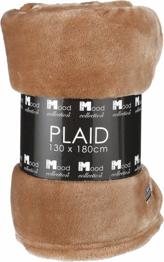 In The Mood Fleece deken fleeceplaid camel bruin 130 x 180 cm polyester Plaids