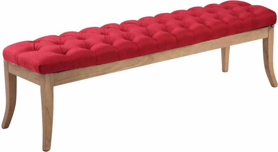 Antieke Halbank Braidy 150cm Rood Stof Bank Gangbank hout Eetbank