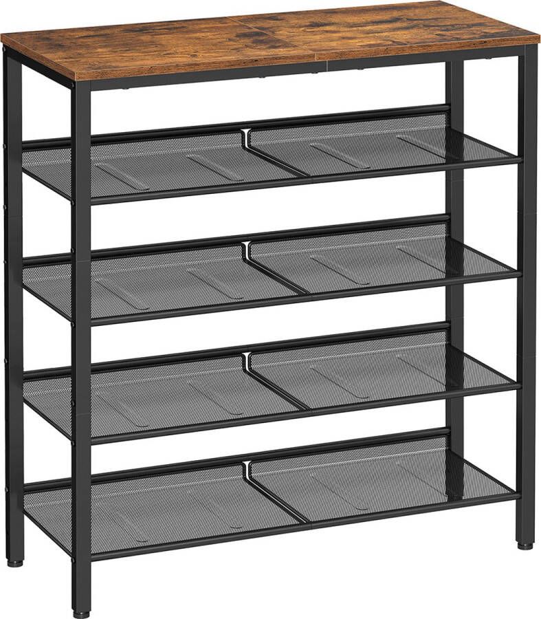 Dressoir en schoenenkast 93cm 2 in 1 Industrieel Schoenenrek Consoletafel Gangtafel Bijzettafel