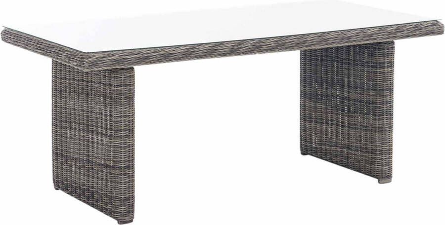 Inandoutdoormatch Glastafel deluxe Tuintafel rotan wicker Eettafel Buitentafel Salontafel Grijs 180cm Vaderdag cadeau