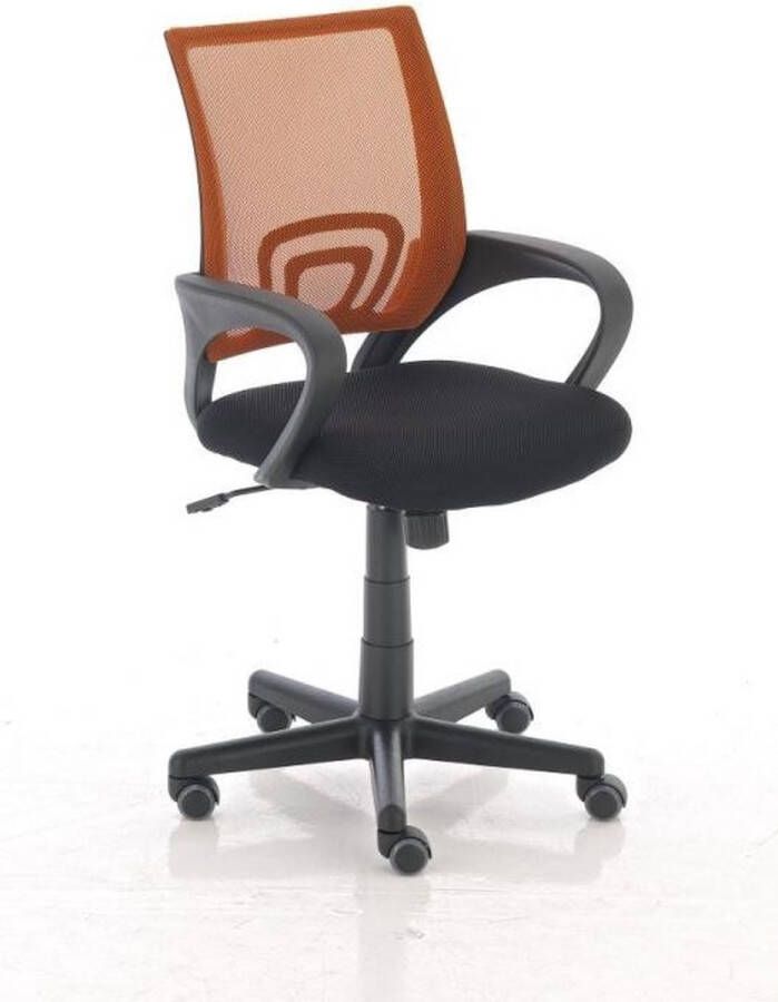 Inandoutdoormatch Luxe bureaustoel Silvio Zwart Oranje Op wielen 100% polyester Ergonomische bureaustoel In hoogte verstelbaar Voor volwassenen moederdag cadeautje
